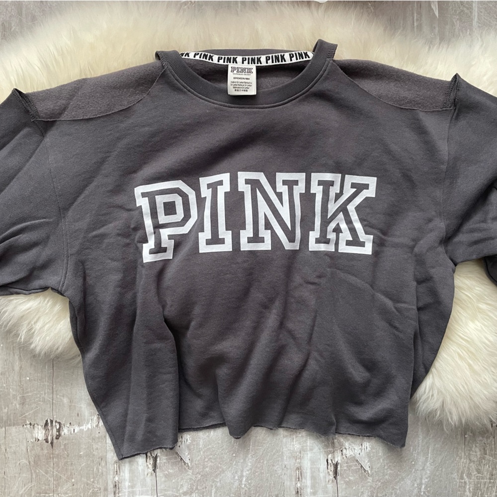 NEW - PINK open shoulder cropped logo sweatshirt